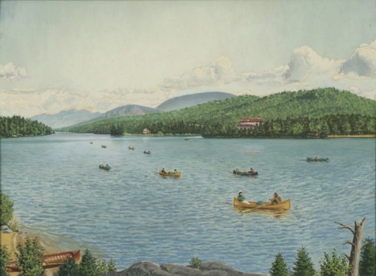 Francis Seaman's Guide Boating Painting Long Lake Historical Society
